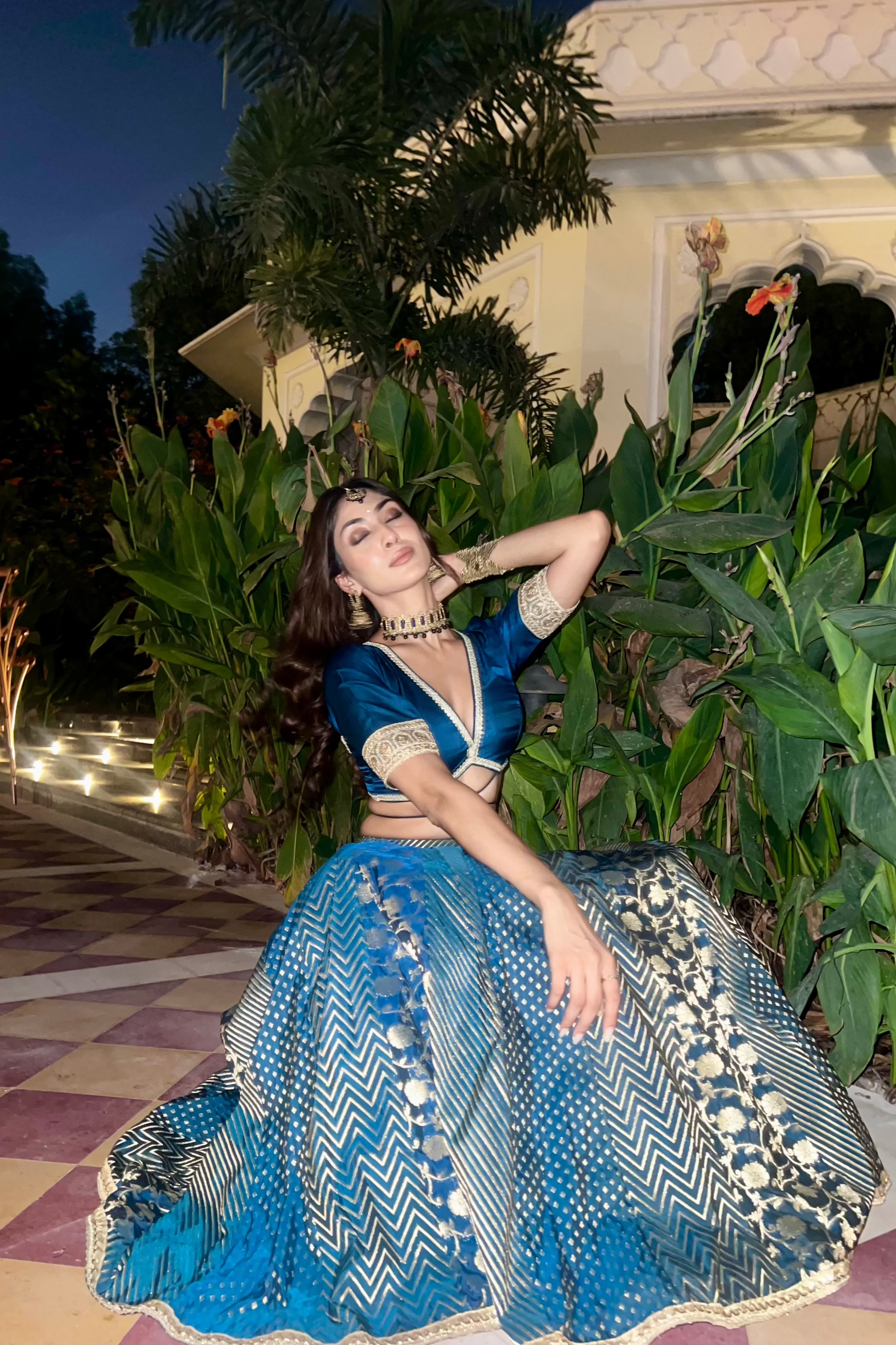 AEGAN BLUE BANARSI LEHENGA